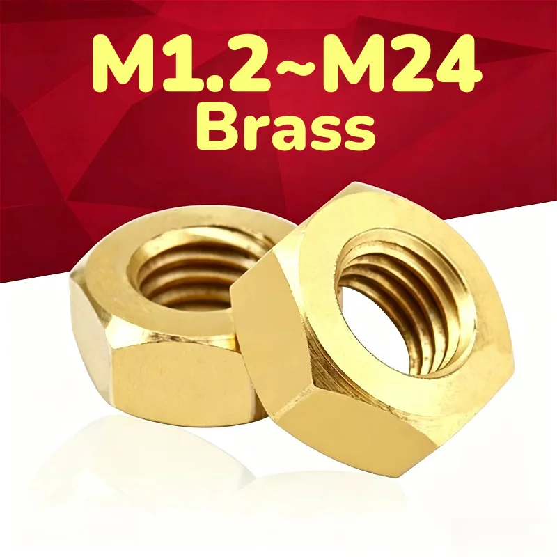 M1.4 M1.6 M2 M2.5 M3 M4 M5 M6 M8 M10 M12 M14 M16 M18 M20 M22 M24 Solid Brass Hexagon Nuts Metric Copper Hex Nut