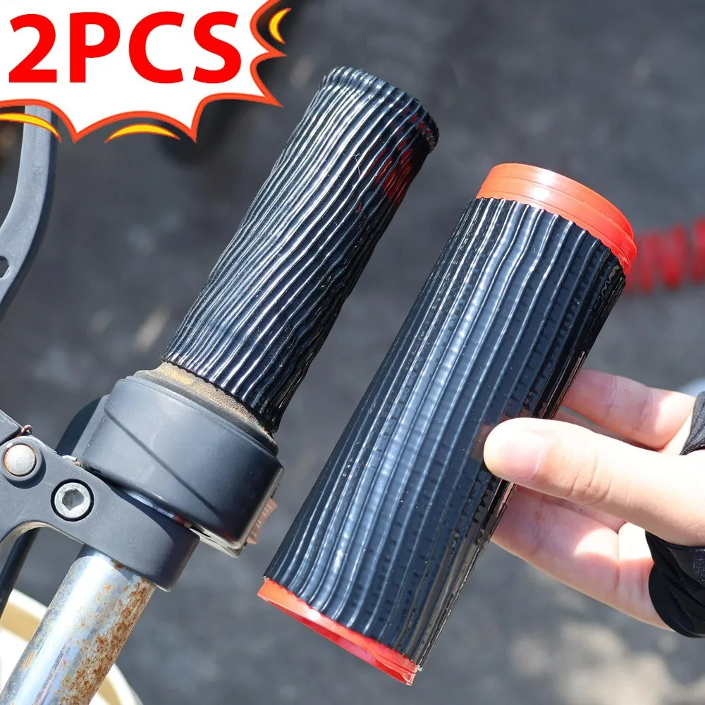 Rubber Motorcycle Grips Pull Out Striped Anti Slip Handlebar Sleeve Hand Grip Replacement Parts for Street Bike Electric Scooter