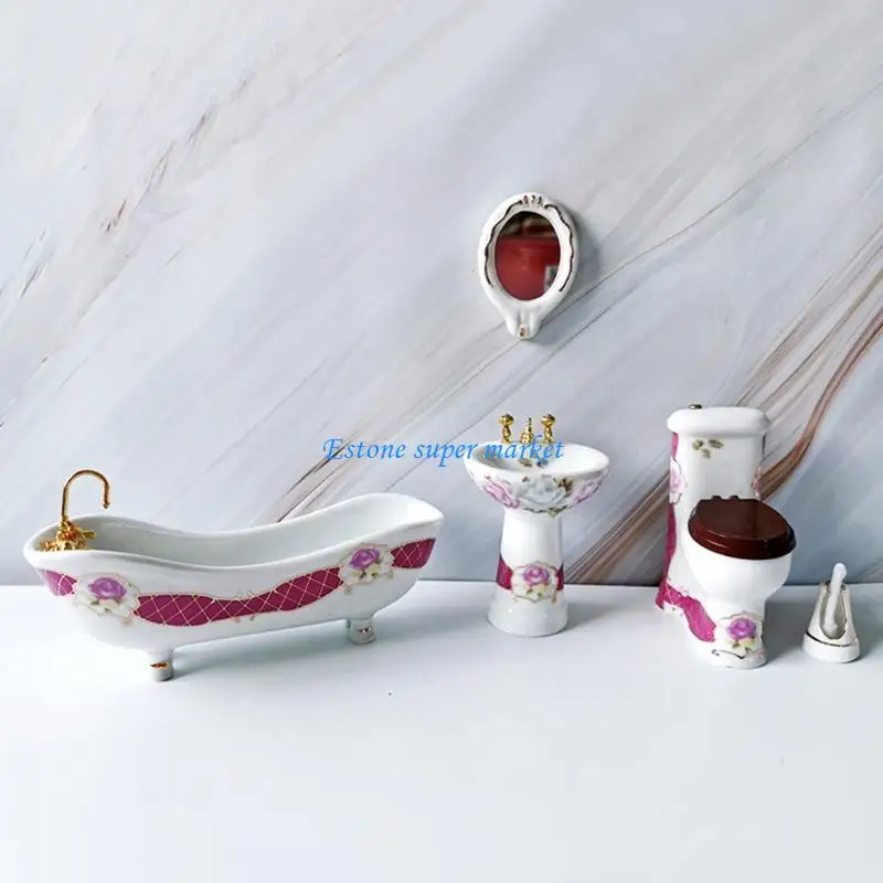 

090B 1:12 Dollhouse Miniature Bathroom Furniture Bath Room Simulation Furniture Model Mini Hand Sink Kids Dollhouse Furniture