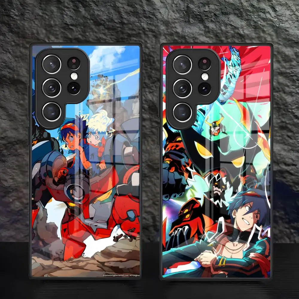 Cartoon G-Gurren L-Lagann Phone Case For Samsung S26 S25 S24 FE S23 S22 S21 Plus S20 Ultra Note20Ultra Black Glass Cover