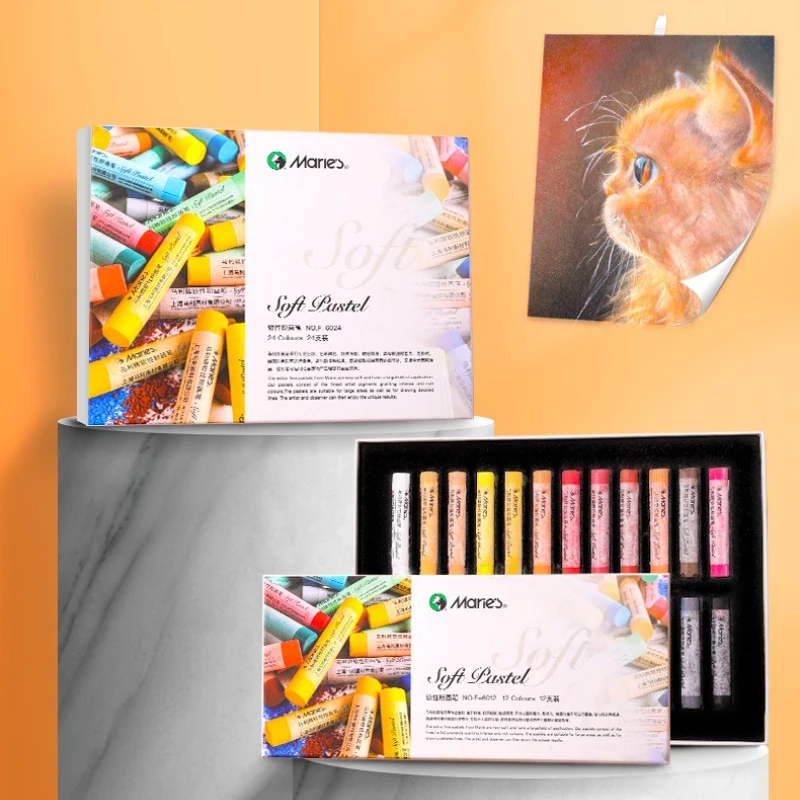 12/24color Soft Pastel Stick Strong Adhesion Easy Modify High Saturation Portrait Painting Color Research Outdoor Sketching