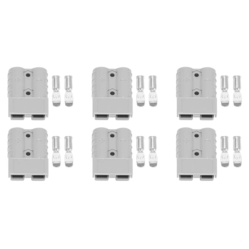 6X For Anderson Style Plug Connectors 50A 600V 6-12AWG AC/DC Power Tool For 6AWG Plated Solid Terminals Plugs Gray