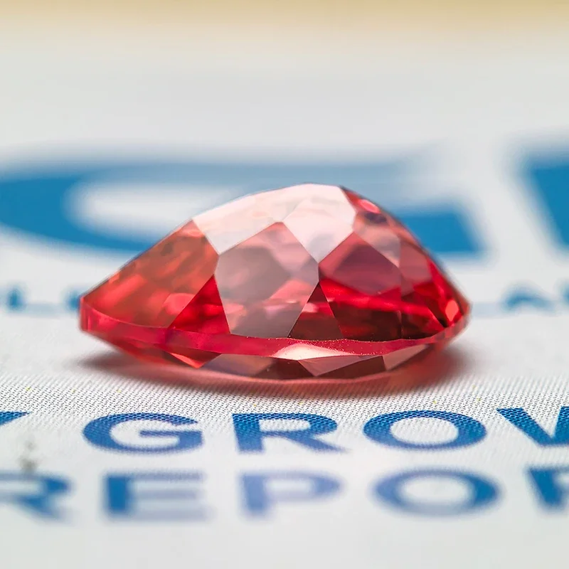 Lab Grown Sapphire Pear Shaped Sunset Red Color VVS1 Gemstone DIY Charms Necklace Earrings Main Materials AGL Certificate