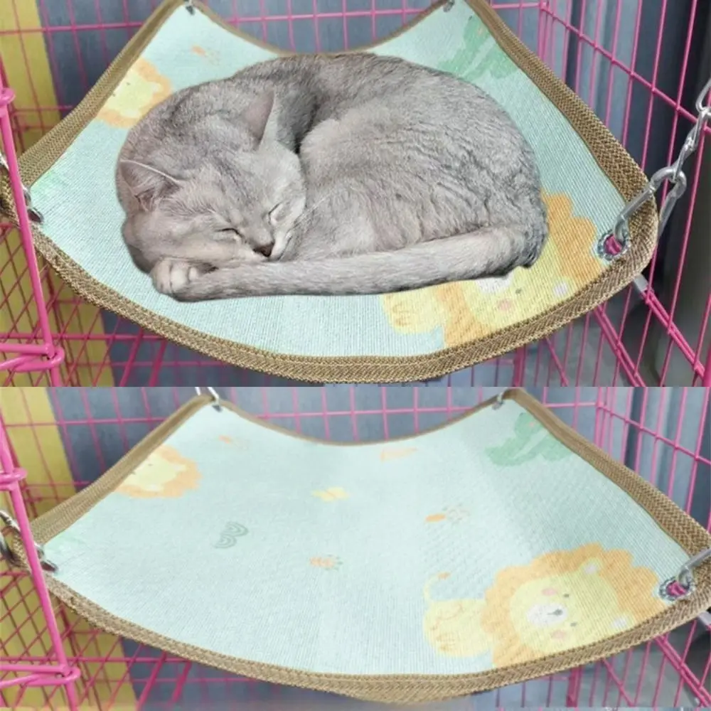 

Double-sided Cat Hammock Bed Cartoon Wear Resistant Pet Cage Hammock with Hanging Hook Breathable Cat Hanging Sleeping Bed