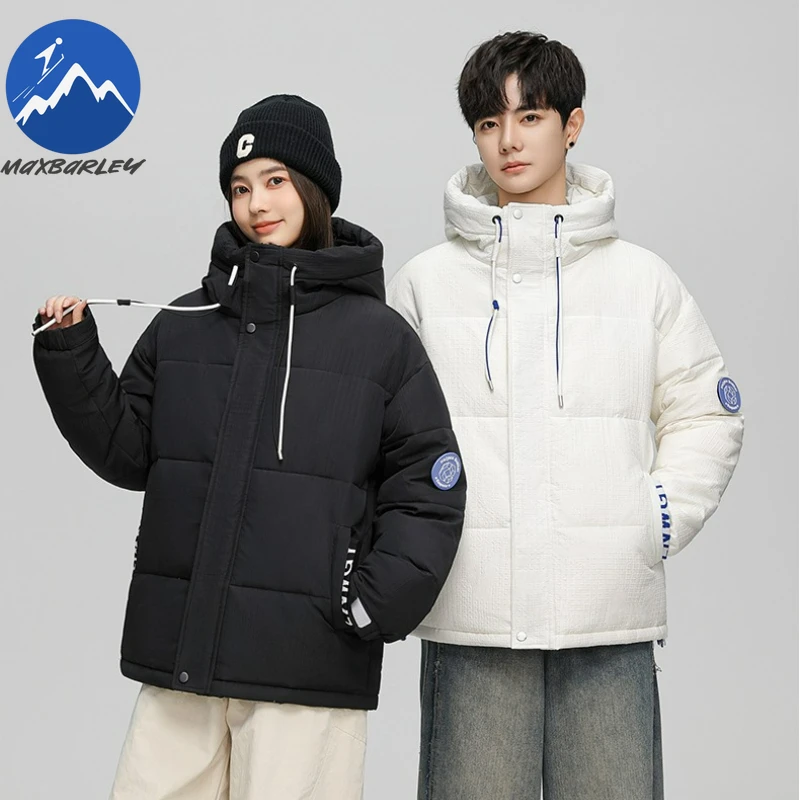

Maxbarley Unisex Puffer Jacket Solid Color Hiking Travel Lightweight Parka Classic Hooded Duck Down Thicken Winter Filler Down
