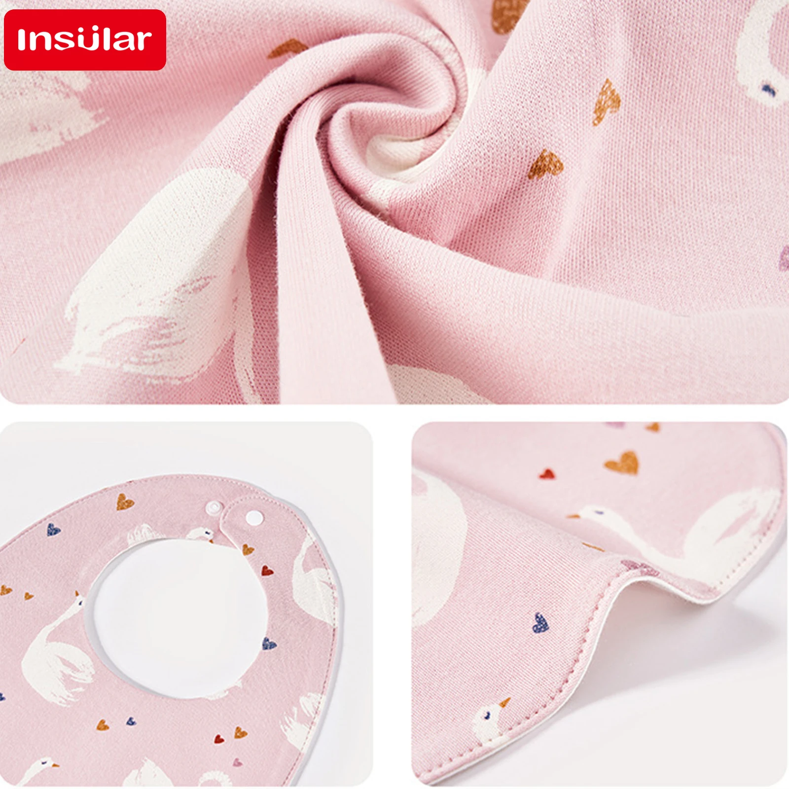 INSULAR 3 Layers Baby Bibs Burp Cloths Bibs Soft Cotton Adjustable Bib U Shape Newborn Feeding Bibs Infants Saliva Towe Rice bag