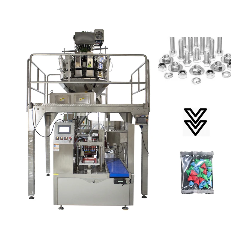 T0809 التلقائي عالية السرعة Multihead Weigher Doypack مسبقة الصنع سستة حقيبة التعبئة الصلب لينة الحلوى وجبة خفيفة الحبيبية تغليف المواد الغذائية ماك