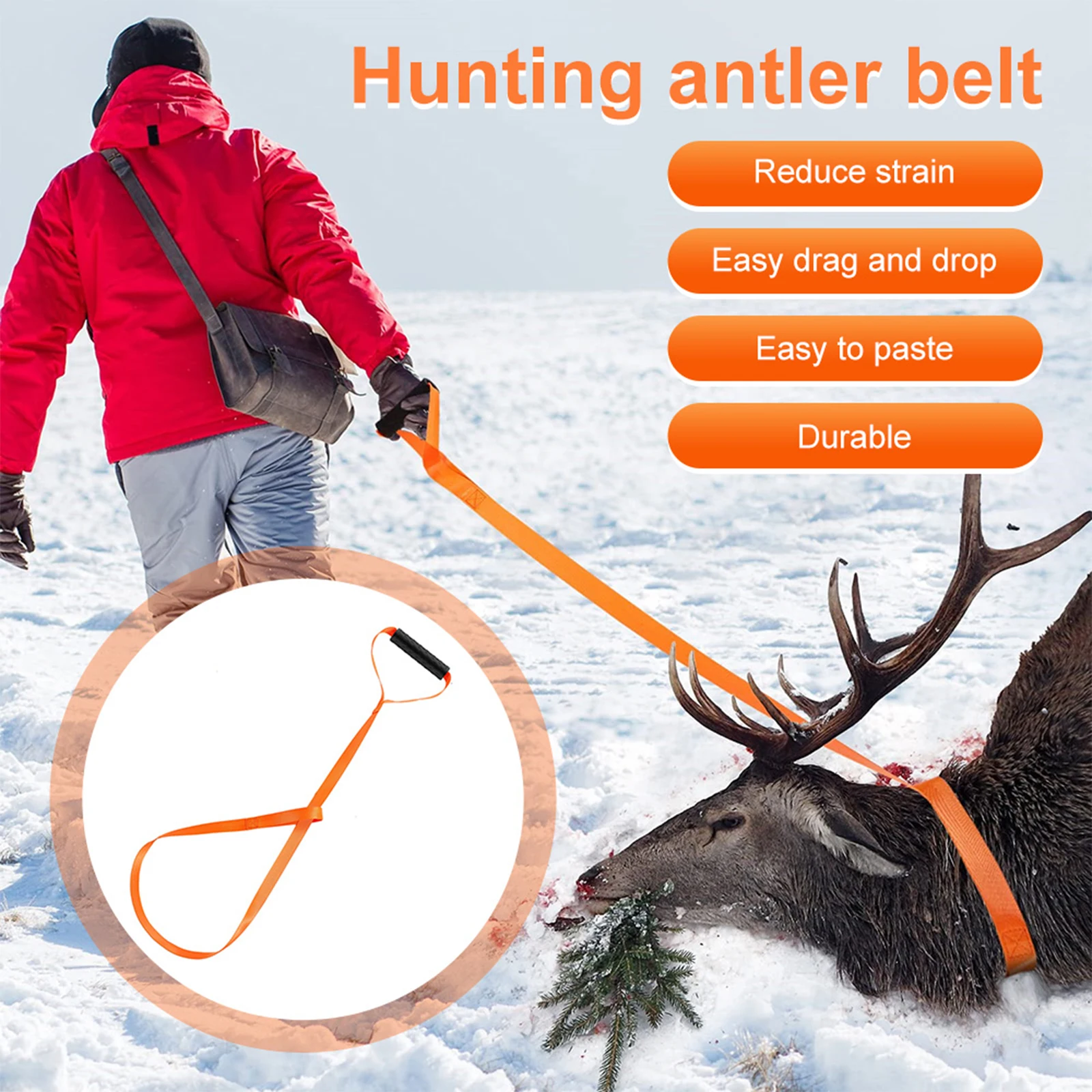 Deer Drag Durable with Comfortable Handle Multifunctional Portable Tow Rope for Farm Outdoor Equipment Hunting Accessories