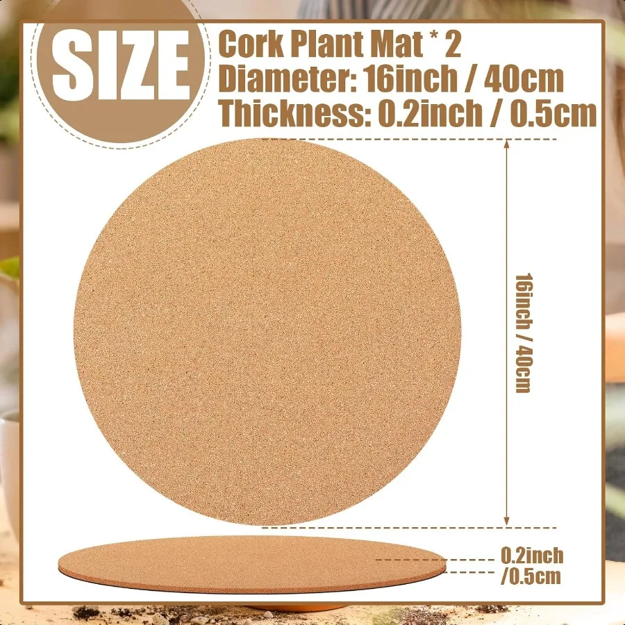 Leinuosen 2 قطعة 16 بوصة كبيرة الفلين الوقايات النباتية طبقات مزدوجة ماصة الفلين داخلي النبات حصيرة البساط اكسسوارات للمنزل الطابق Pr #3