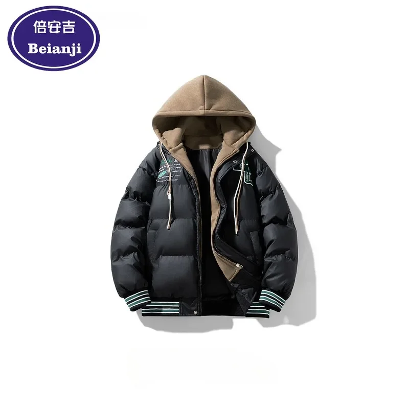 

Men's winter clothing padded jacket fake two hooded couples loose thick warm handsome casual bread coat