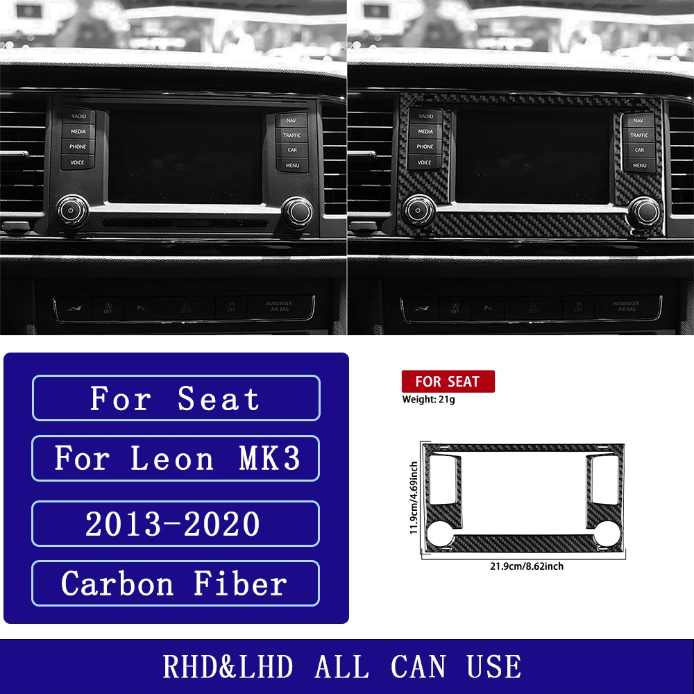 Voor Seat Leon MK3 2013-2020 Koolstofvezel Centrale navigatie radio AC CD versnellingspook deurpaneel Auto Accessoires Decoratieve Stickers