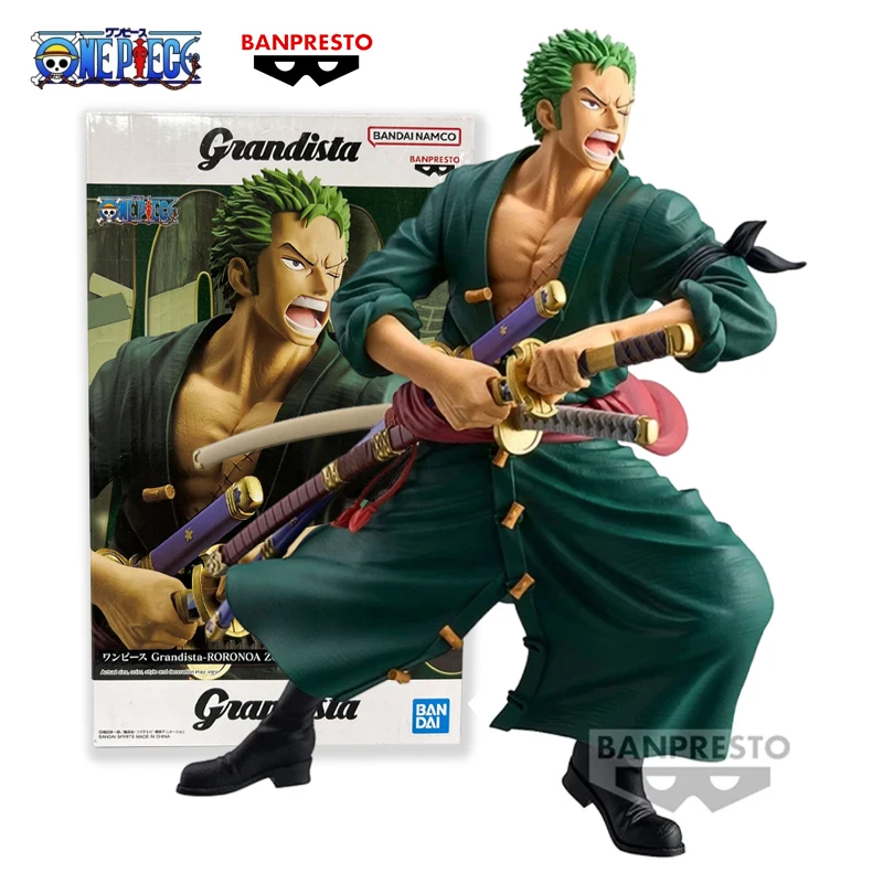 Oryginalny Bandai One Piece Roronoa Zoro rysunek Banpresto Anime figurka 22cm modele kolekcjonerskie ozdoby lalki zabawki prezent