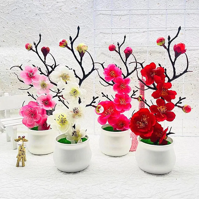 Sztuczne rośliny Bonsai Małe drzewo Symulacja roślin doniczkowych Sztuczne kwiaty Ozdoby stołowe Doniczkowe Dekoracja domu Hotelowy wystrój ogrodu