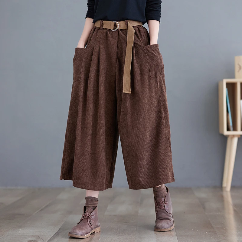 8281 Frühling Herbst Vintage Cord Hose mit weitem Bein für Frauen gute Qualität gerade einfache lockere lässige All-Match-Damen hose