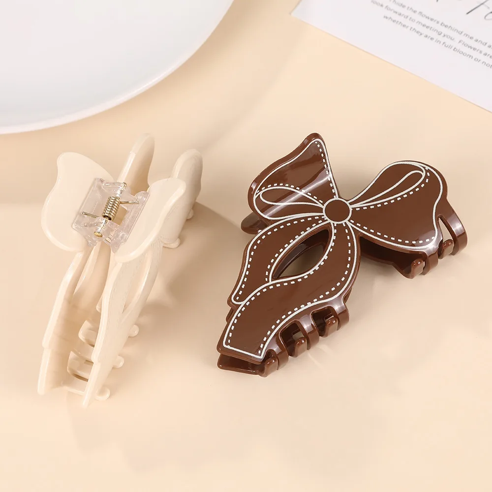 女性用の特大アクリルヘアクリップ,蝶ネクタイ,ファッショナブルな黒と白のライン,ポニーテール,サメのヘアピン,ヘアアクセサリー,新しい