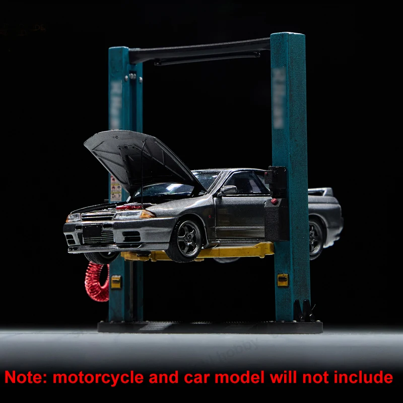 1PCS 1/64 Skala Motorrad/Auto Lift Modell Simulation Fahrzeug Hoist Harz Display-ständer Werkstatt Teile für Dioramas garage Szene