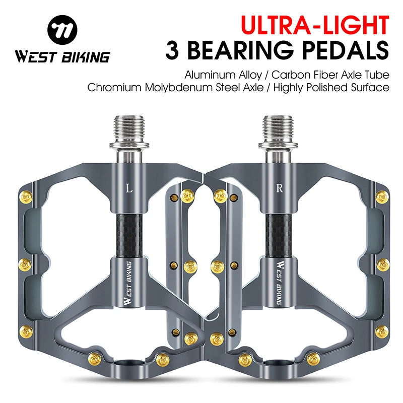 

WEST BIKING, расширенная 3 подшипника, велосипедная педаль, карбоновая модернизация, устойчивая к царапинам, MTB, дорожный велосипед, противоскользящие детали из алюминиевого сплава, велосипедные детали