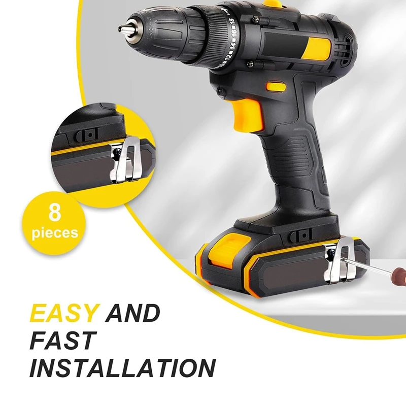 8-teiliger Gürtelclip für Ryobi aus silbernem Edelstahl für Ryobi und Ridgid 18-Volt-Werkzeuge 633586002 , Für Ryobi Dewalt