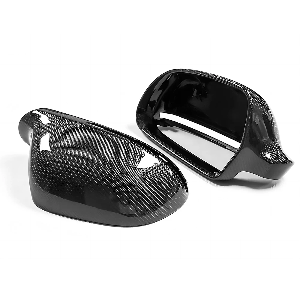 Replacement Rearview Side Mirror Covers Cap For Audi 09-12 A4 B8 09-11 A6 A6L C6 Carbon Fiber Shell Without Blind Spot Assist