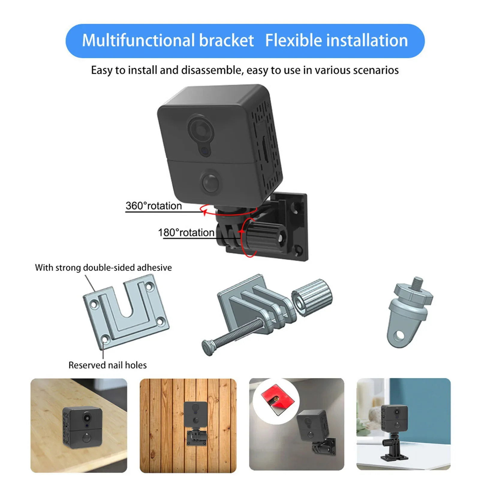 Small Security Camera Human Detection 1080P Night Vision 2 Way Talk 1200mAh Battery Wireless WiFi Camera