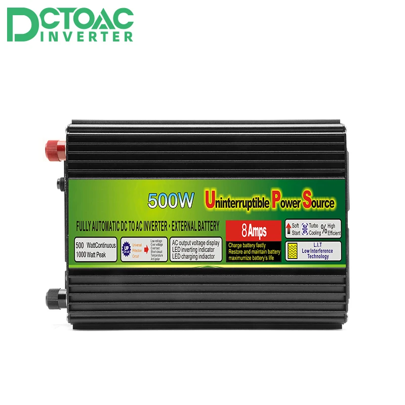 Imagem -03 - Fora da Grade Inversor com Carregador Máximo 1000w Ups Dc12v Ac110v 220v Modificado Inversor de Energia de Onda Senoidal com Função de Carga 500w