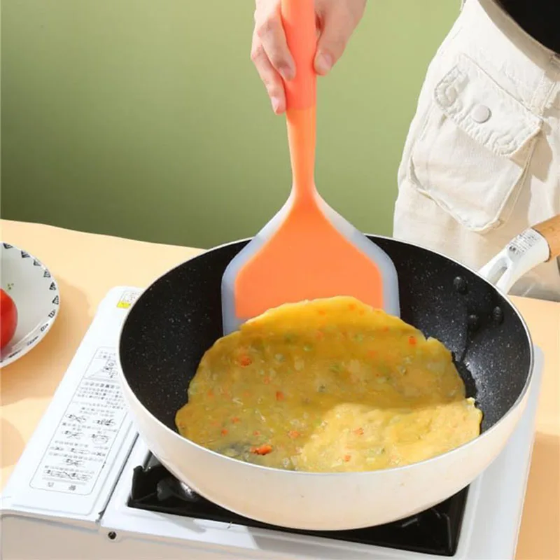 Mehrzweck-Pfannenutensilien mit Antihaftbeschichtung – Eierspatel aus Silikon, breiter Pfannkuchenwender und Eierflipper zum Kochen und Backen – Detail 9