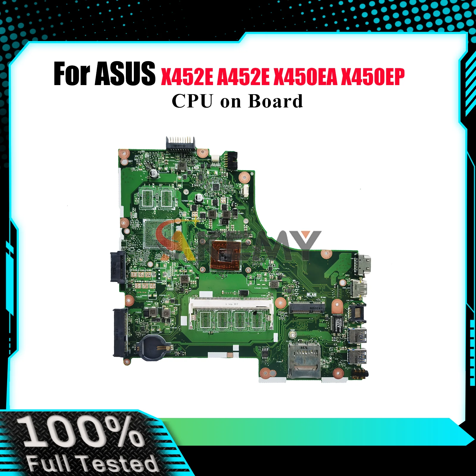 

X450EA Laptop Motherboard For ASUS VivoBook X450EA X450EP X450E X452E A452E Notebook Mainboard With CPU 100% tests OK fast ship