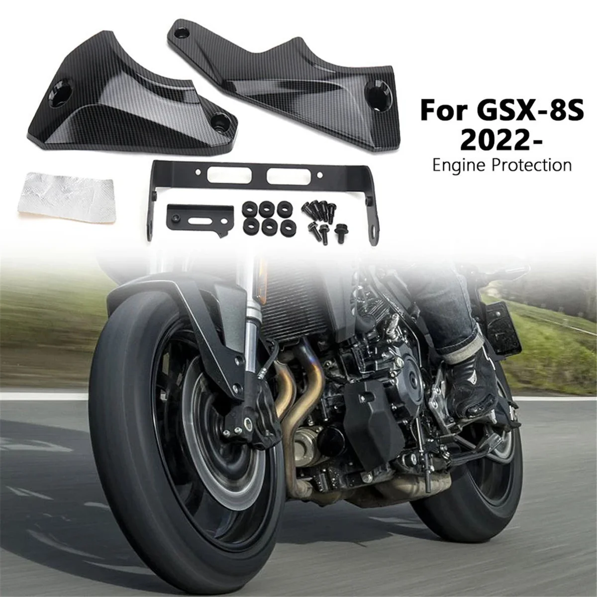

RRAVU-Motorcycle Engine Guards for Suzuki GSX-8S GSX 8S GSX8S 2022-2024 Accessories Engine Belly Protection Kit Carbon