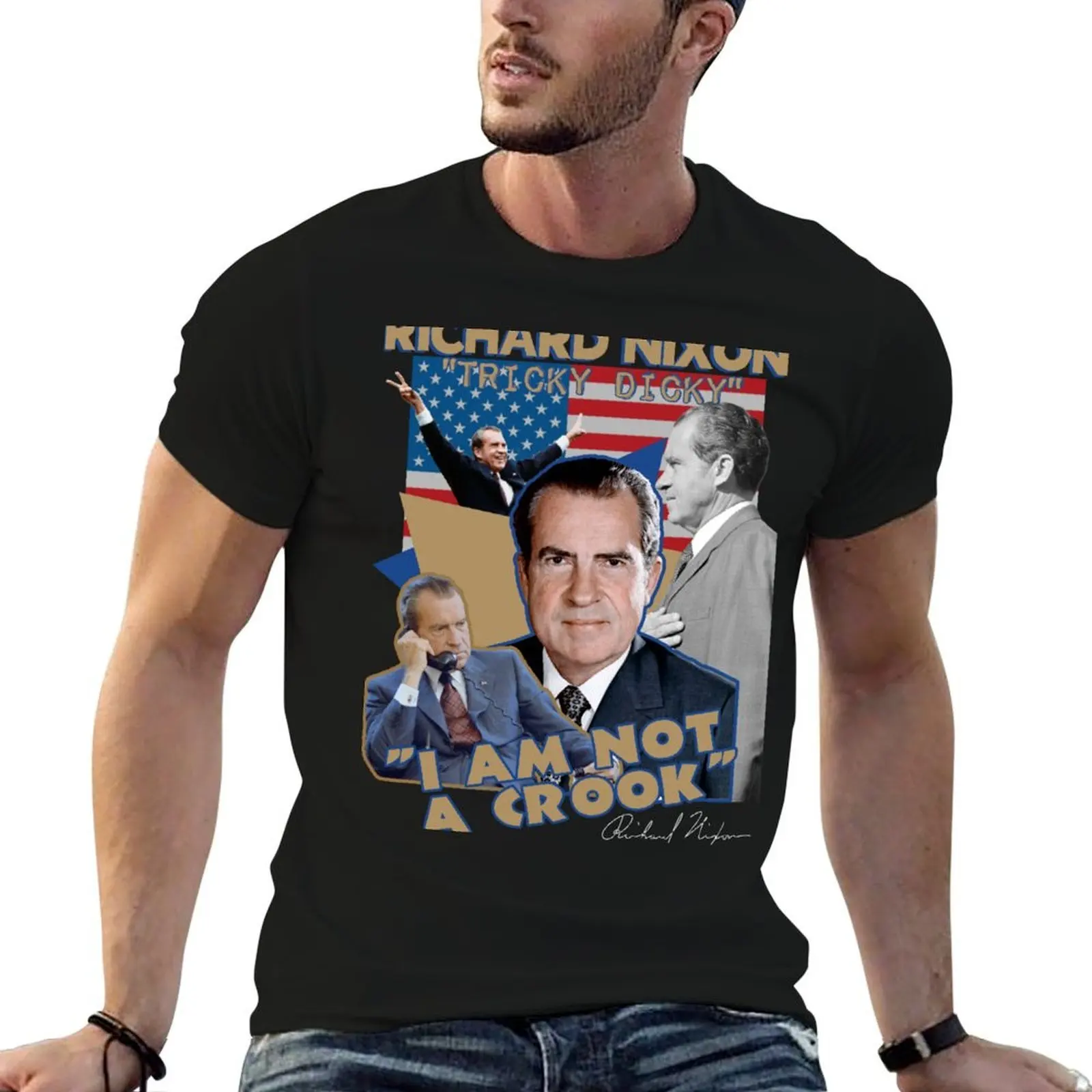 

Richard Nixon 37th president Gangsta rap band bootleg T-Shirt anime t shirts oversize cotton t shirt man T-Shirt