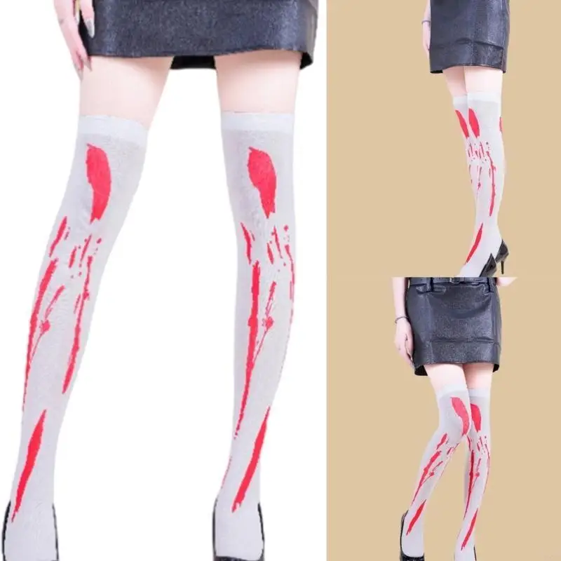 

Высокие коленные носки для растягивающихся женских коленей с жирной печатной тканью для повседневного и косплея Использование