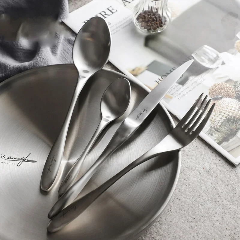 4 Teile/satz Nordic Stil Matte Edelstahl Messer Gabel Löffel Set Westlichen Stil Küche Utensil Set Hause Geschirr Sets