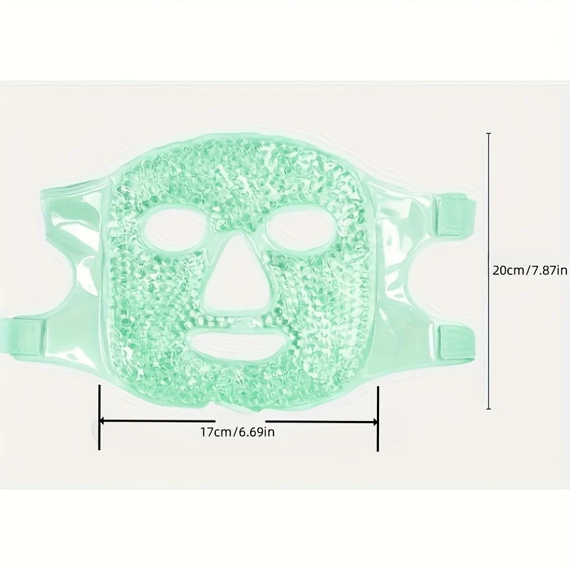 قناع وجه جل آيس باك قابل لإعادة الاستخدام بتصميم شريط مطاطي - ساخن/بارد لمنتجعات السبا والمنتجعات الصحية والعناية اليومية بالوجه وتقليل الحمى
