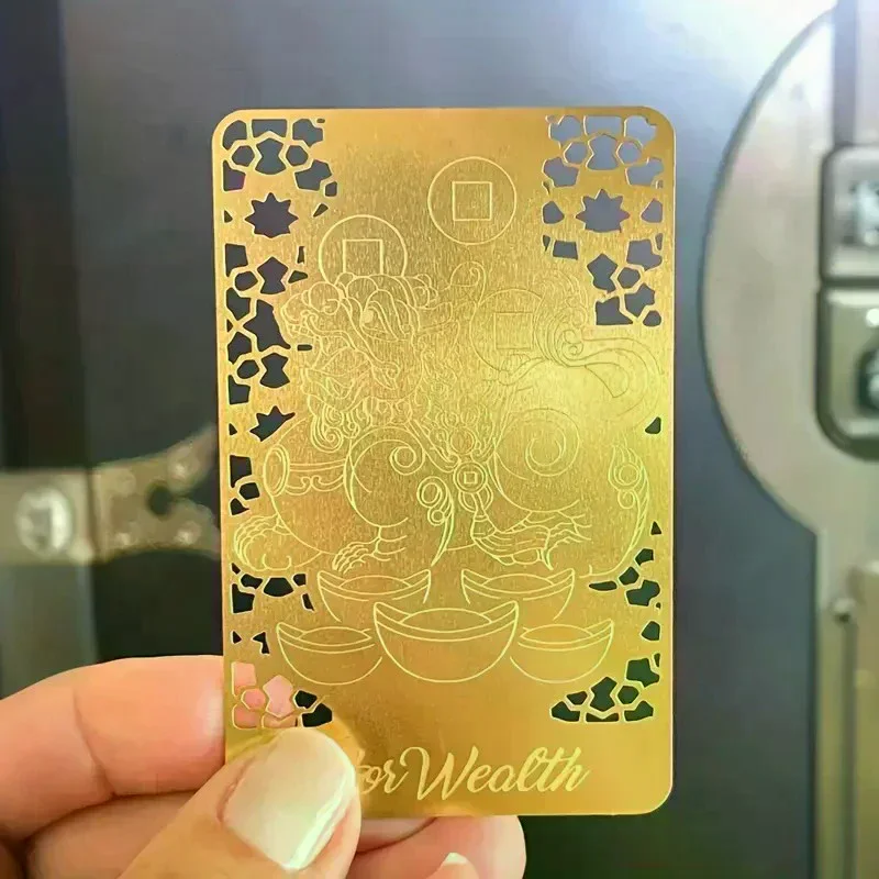 /PFU/Wealth Talisman Gold Card Chinese Prosperity With Pixiu Attracting Wealth Protection Feng Shui Home/Office Decor Fengshui