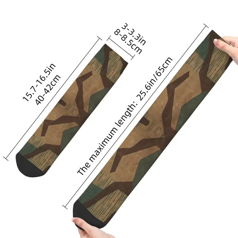 Y2K Splintertarn German WW2 Camouflage Men Women Crew Military Army Tactical Camo Spring Summer Autumn Winter Dress Socks