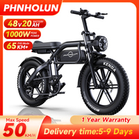 PHNHOLUN C8 Electric Bike, 1000W Motor, 48V 20Ah Battery, 20*4.0-inch Fat Tires, 50Km/h Max Speed, 190km Range, Suspension