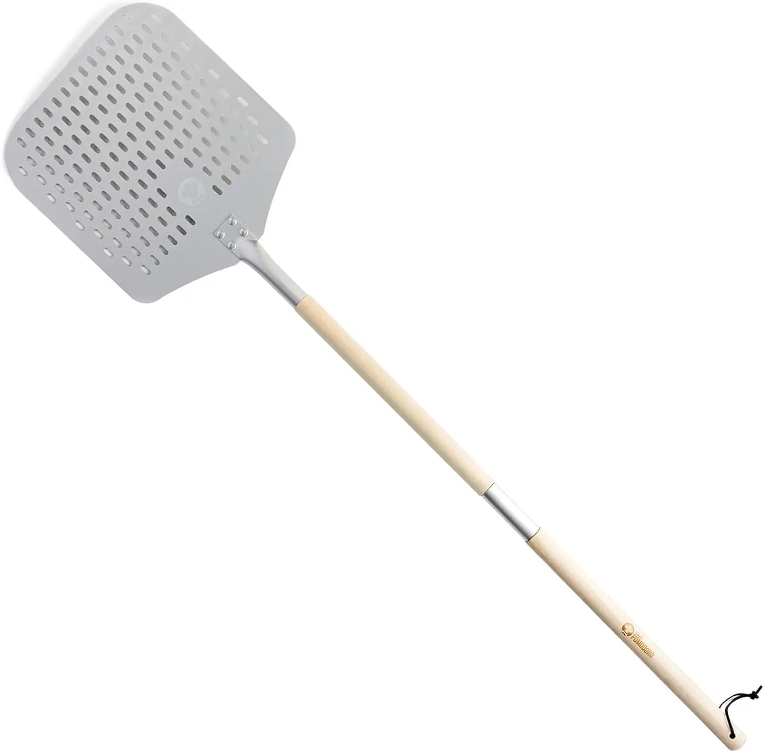 

Perforated Aluminum Pizza Peel with Extendable Wood Handle, 12x14-Inch for Homemade Baking