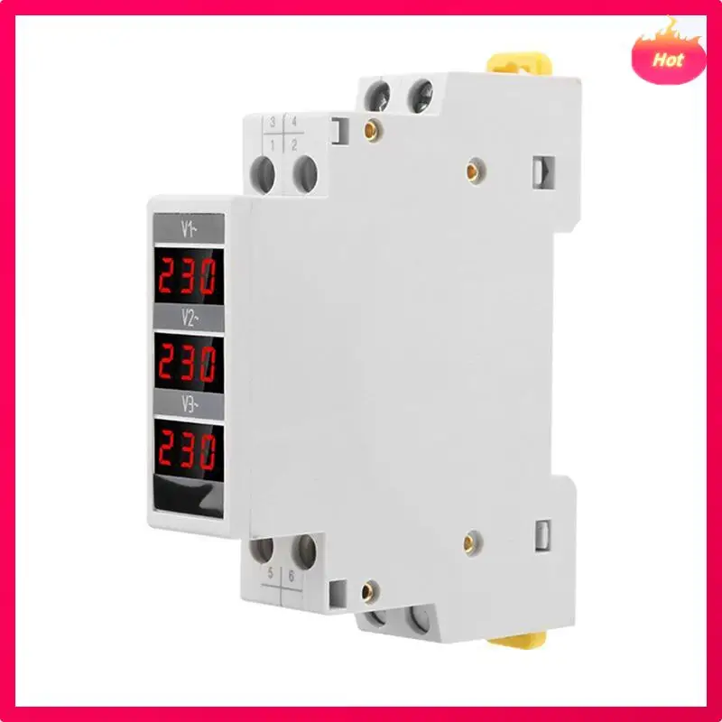 Modular LED Digital Three-Phase Voltmeter For Din Rail Voltage Meter AC80-500V Easy To Use