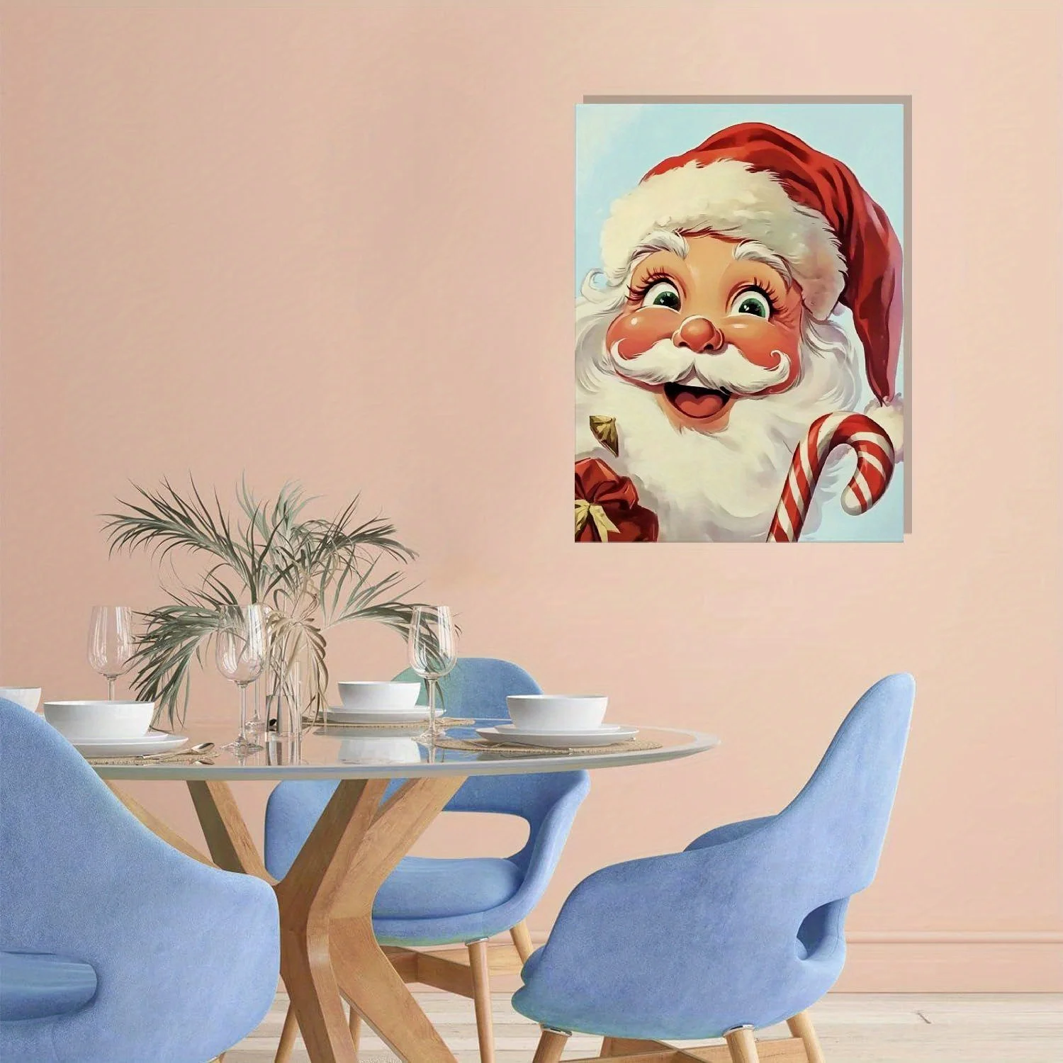 

1PC Vintage Christmas Canvas Father Christmas Wall Decoration Suitable for Living Room Bedroom Dining Room Framable