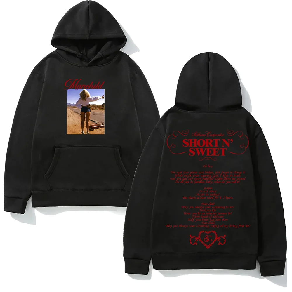 Sabrina Carpenter - Manchild Fashion Hooded with Pocket Grunge Comfortable Sweatshirts Sleeve Gothic Clothes Moletom Punk Hoody