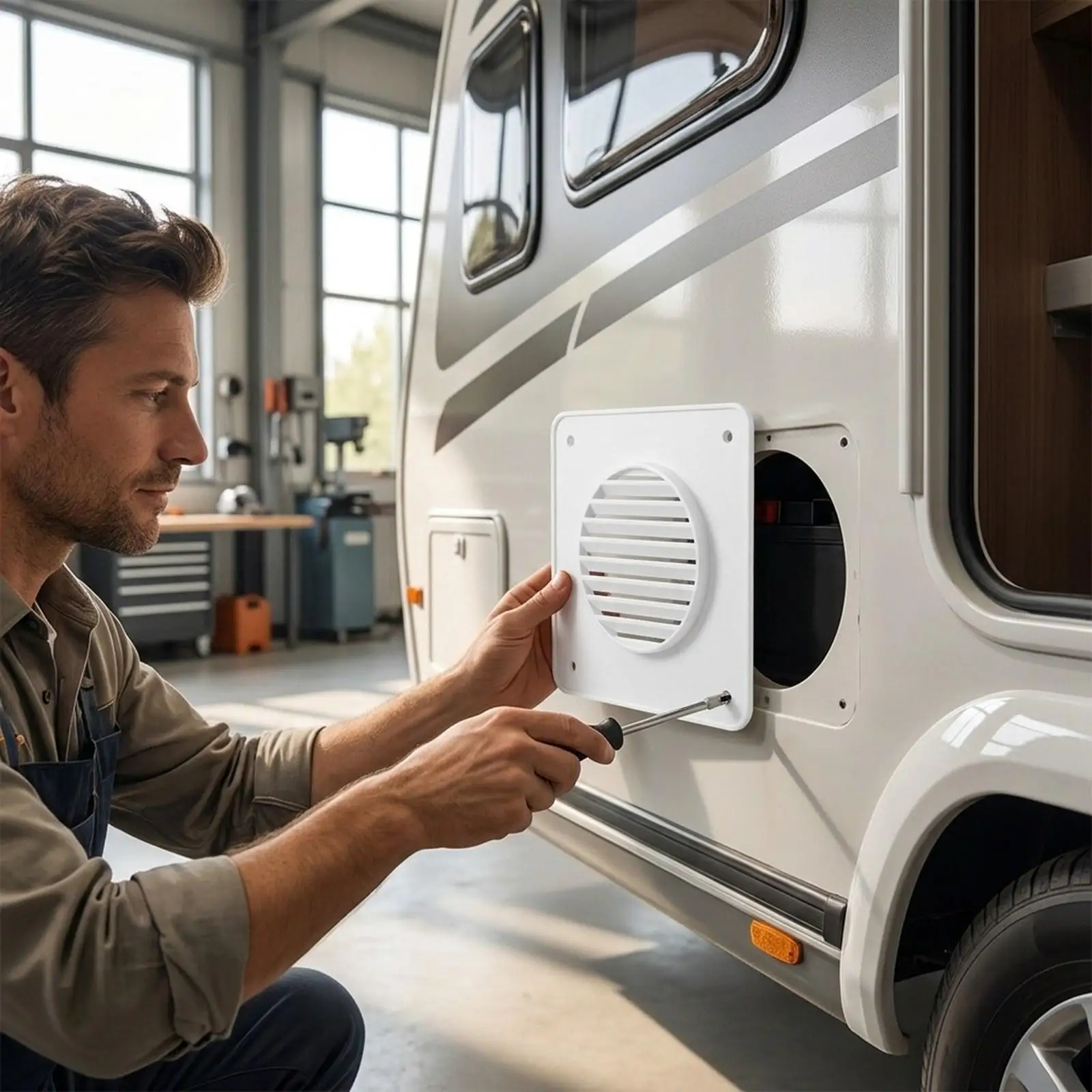 

Louver Cover Battery Box Vent System Airflow Panel Accessory for Rvs Camper Trailers Thermal Manage