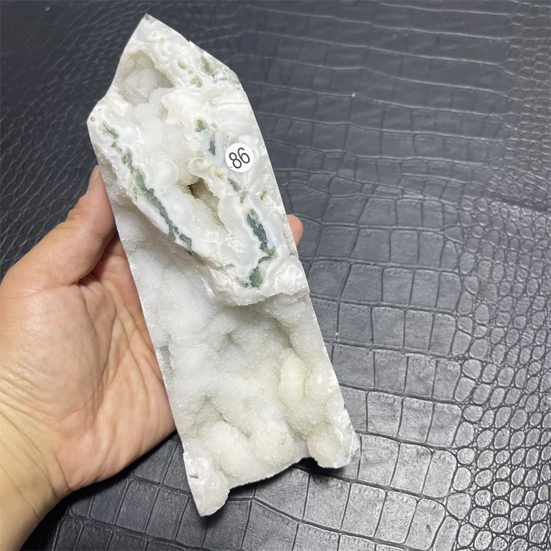 

1000g Natural Aquatic Agate Moss Geode Quartz Tower Aura Therapy Meditation Feng Shui Energy Home Office Decoration Gift