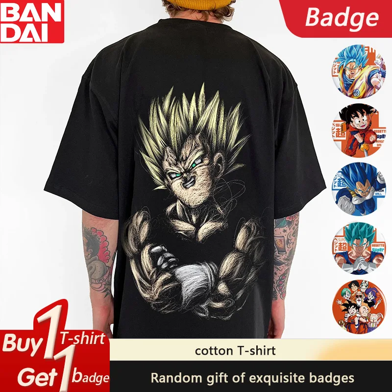 

Dragon Ball GOKU Vegeta аниме периферийный принт с коротким рукавом летняя свободная мужская и женская хлопковая футболка с круглым вырезом Ins