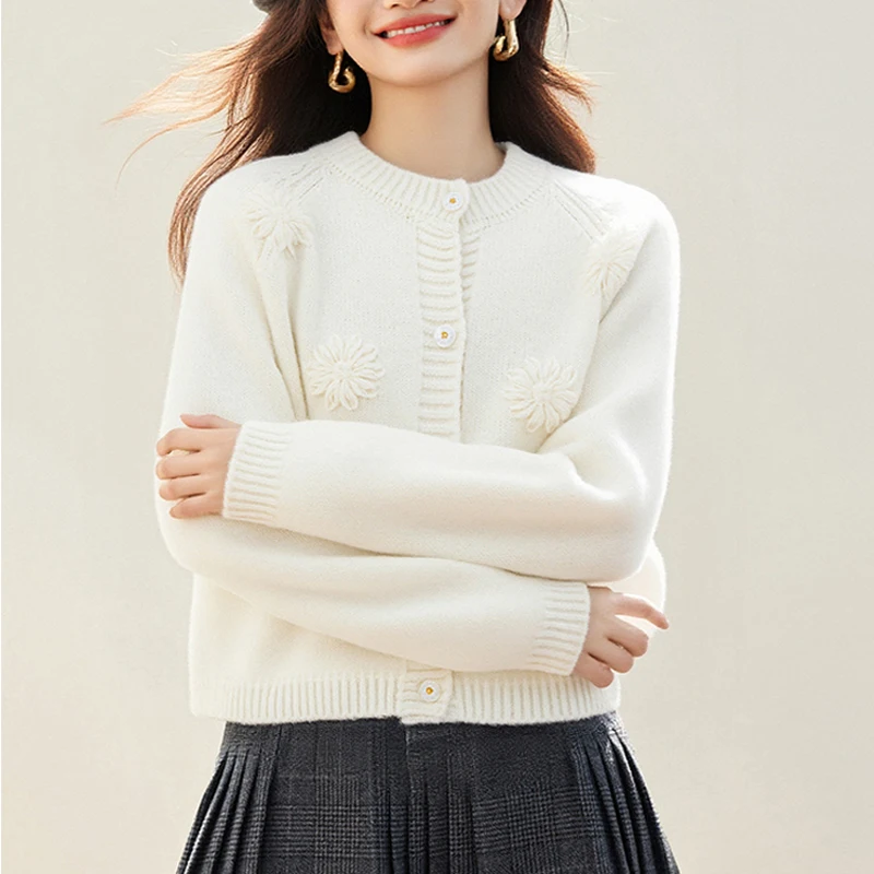 

Autumn Women Solid Color Knitted Single Breasted Cardigan Coat Female O-Neck Long Sleeve Casual Loose Soft Sweater Lady Knitwear