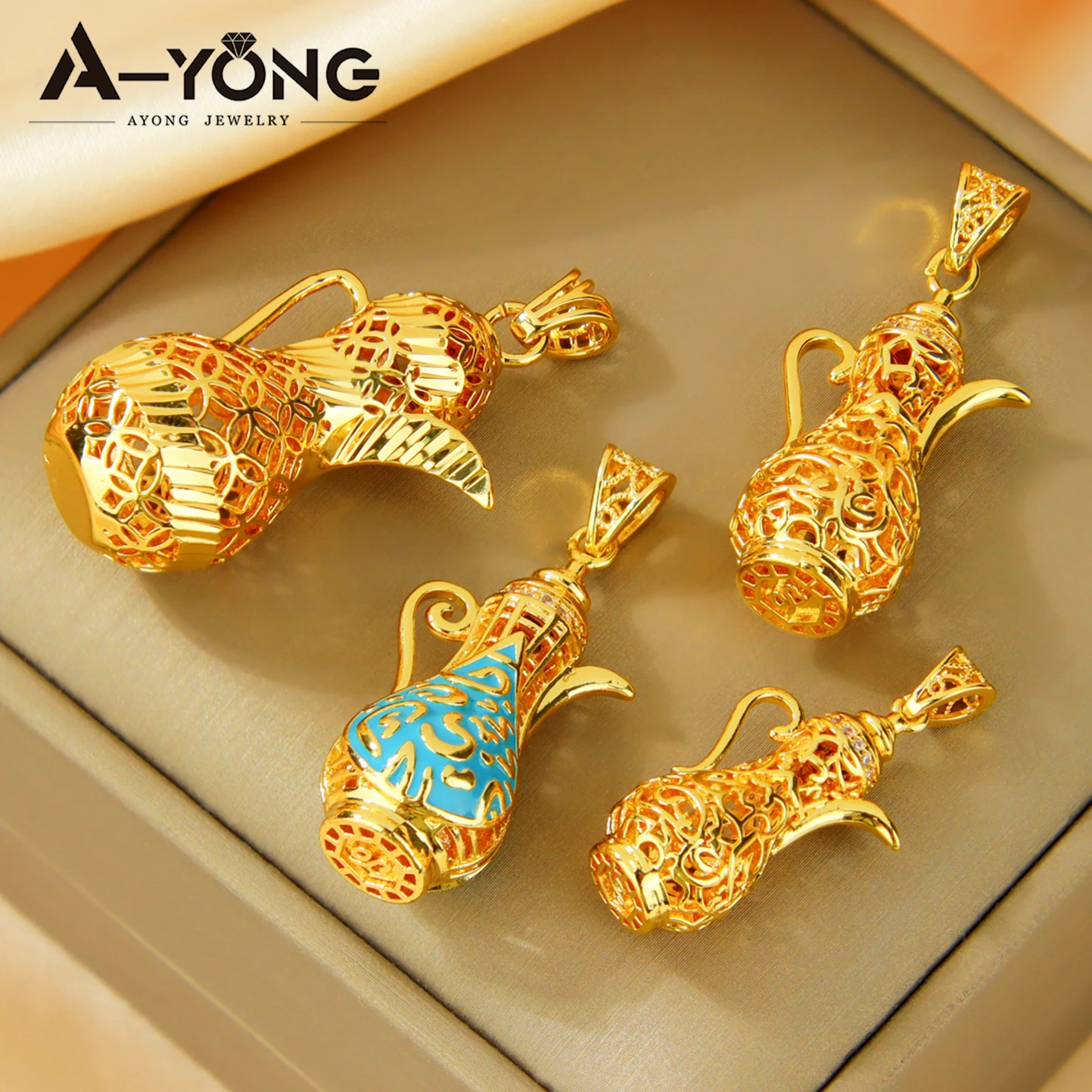 Turkish Fashion Teapot Pendants 21k Gold Plated Oman Muslim Event Necklace Pendant Algeria Women Vintage Party Jewelry