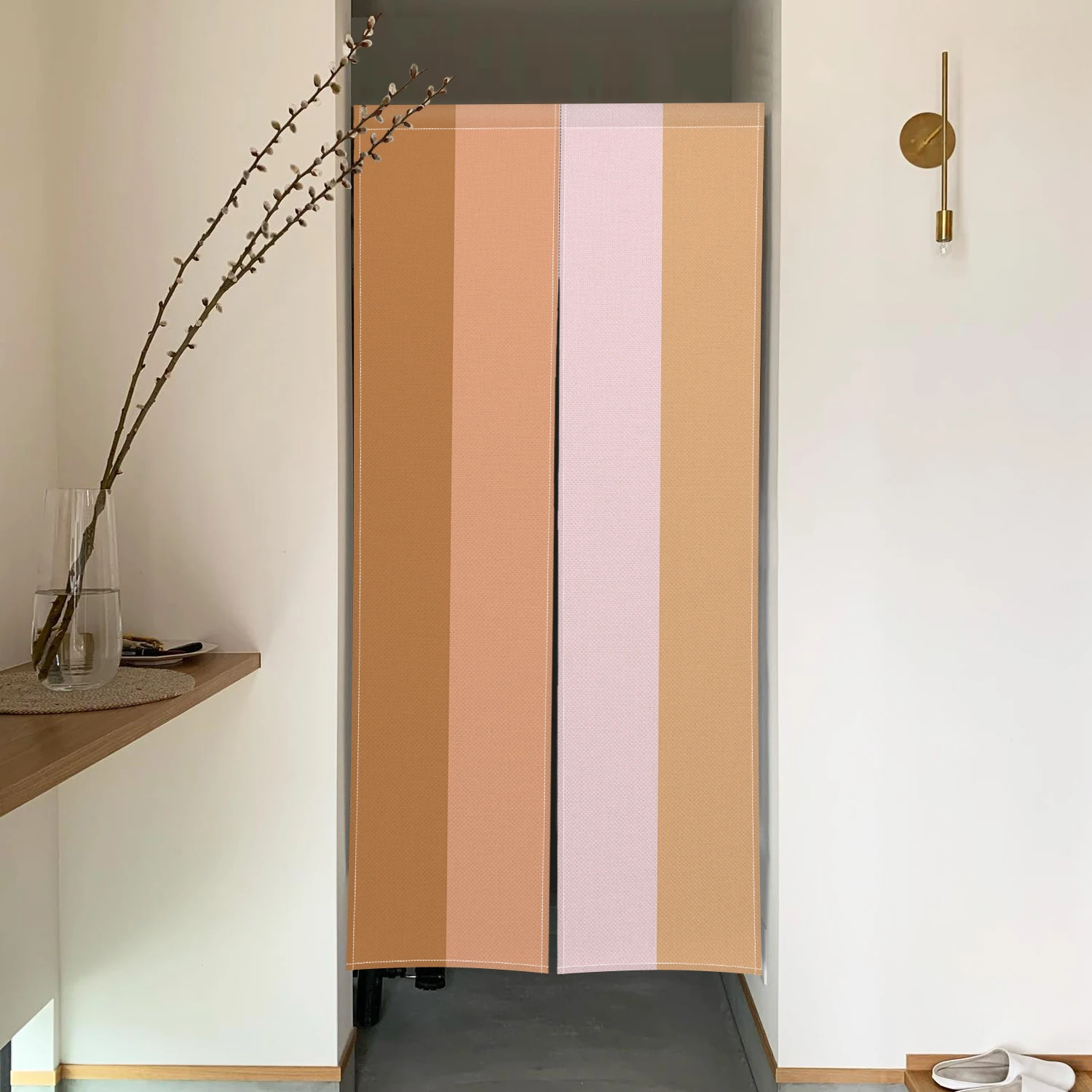 Noren Striped Pattern Door Curtains Solid Color Living Room Entryway Partition Screens Restaurant Kitchen Hanging Half Curtain