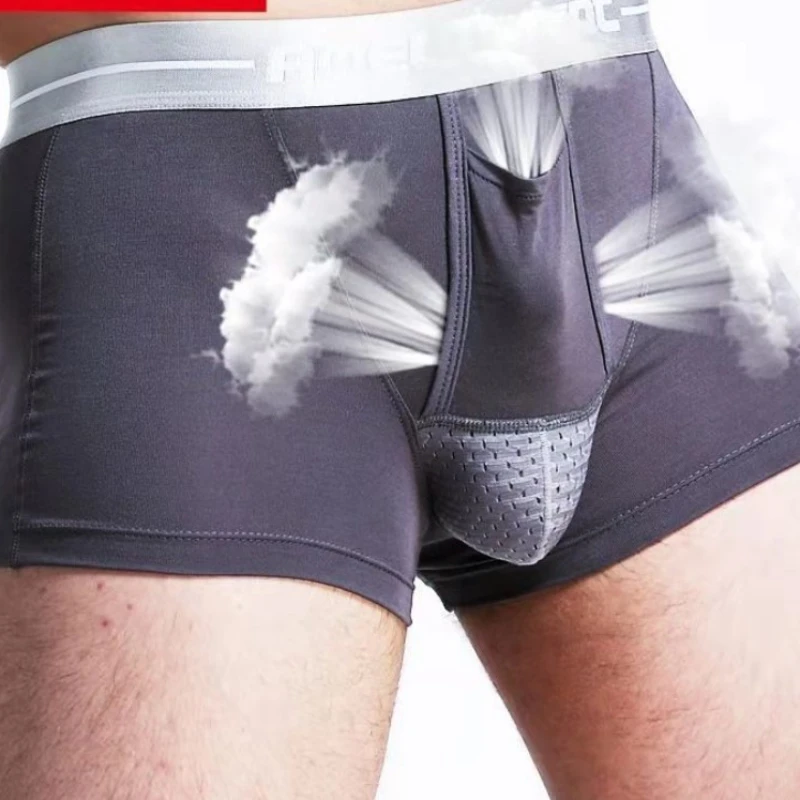 1PCS Men's Panties Bullet Separation Underwear Scrotum Support Bag Physiological Health Breathable Boxer Shorts U Convex Boxers