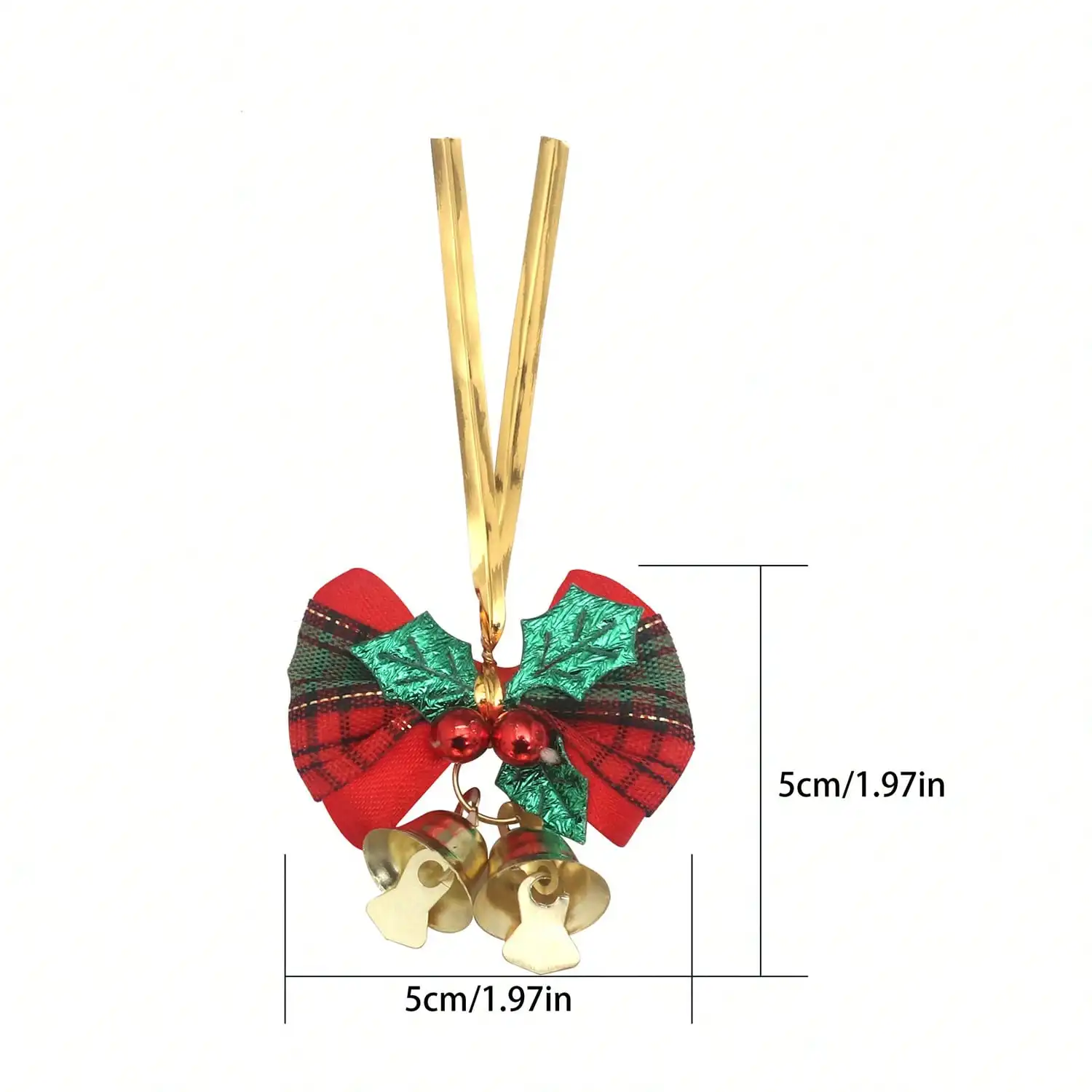 Weihnachtsschleifen mit Glocken zum Basteln, Weihnachtsschmuck, Mini-Schleifen in großen Mengen für Weihnachtsbaumschmuck/Geschenkverpackungen/Kränze – Detail 2