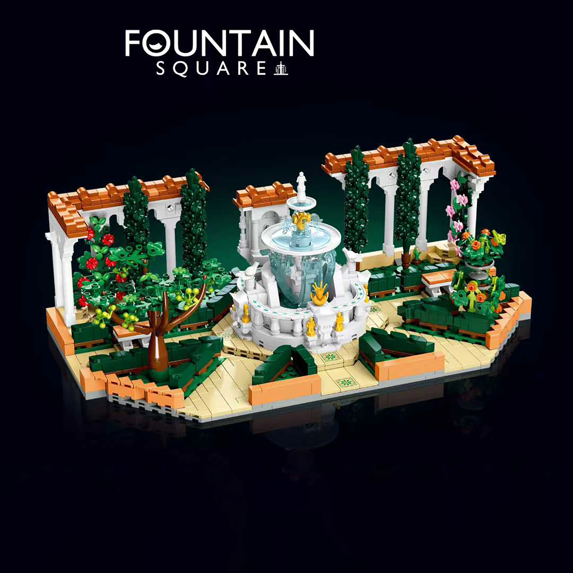 1586-pz-fontana-giardino-quadrato-building-blocks-street-view-stile-mediterraneo-architettura-mattoni-giocattoli-per-bambini-adulti-regali
