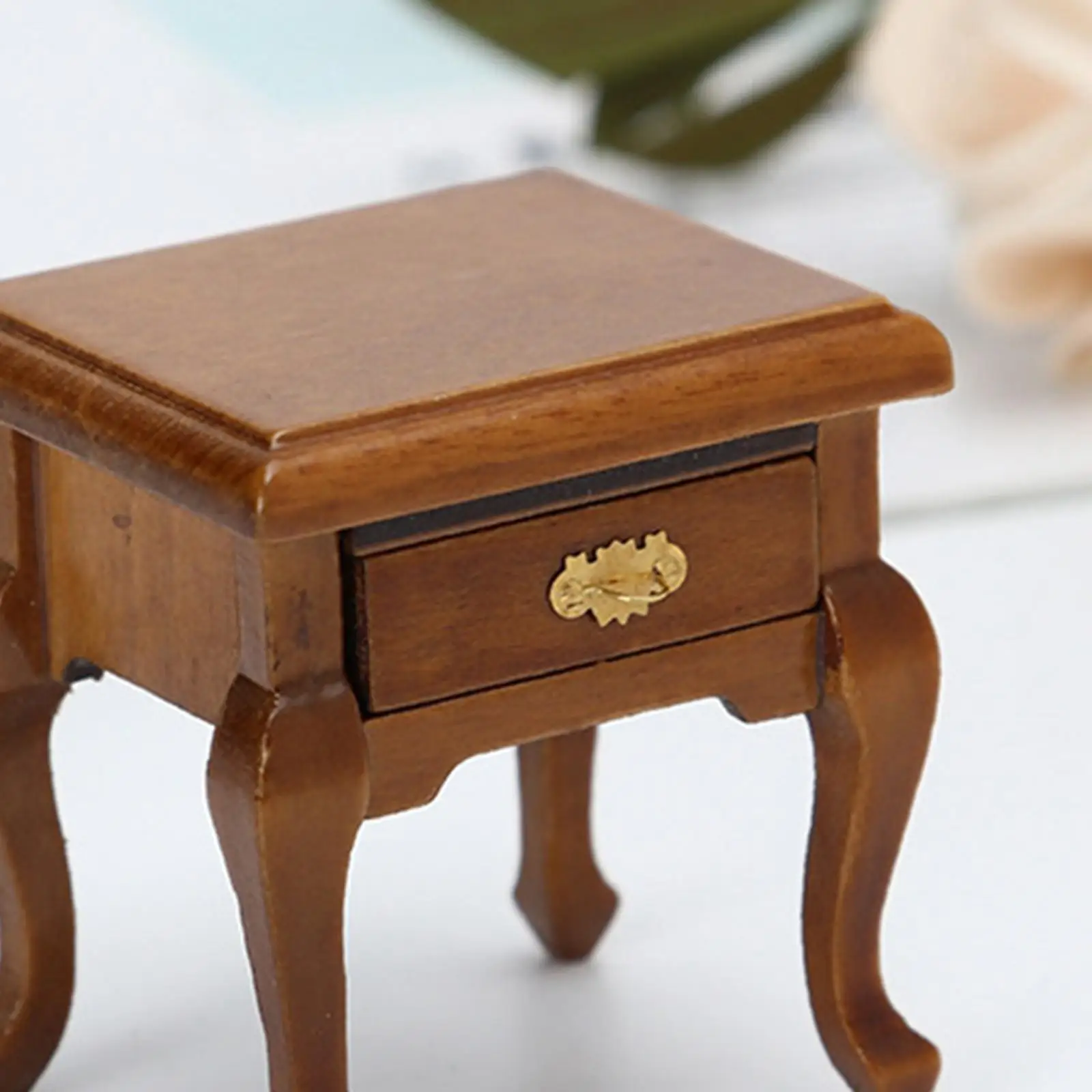 Mesita de noche de madera para casa de muñecas, muebles de dormitorio 1:12, mesita de noche junto a la cama