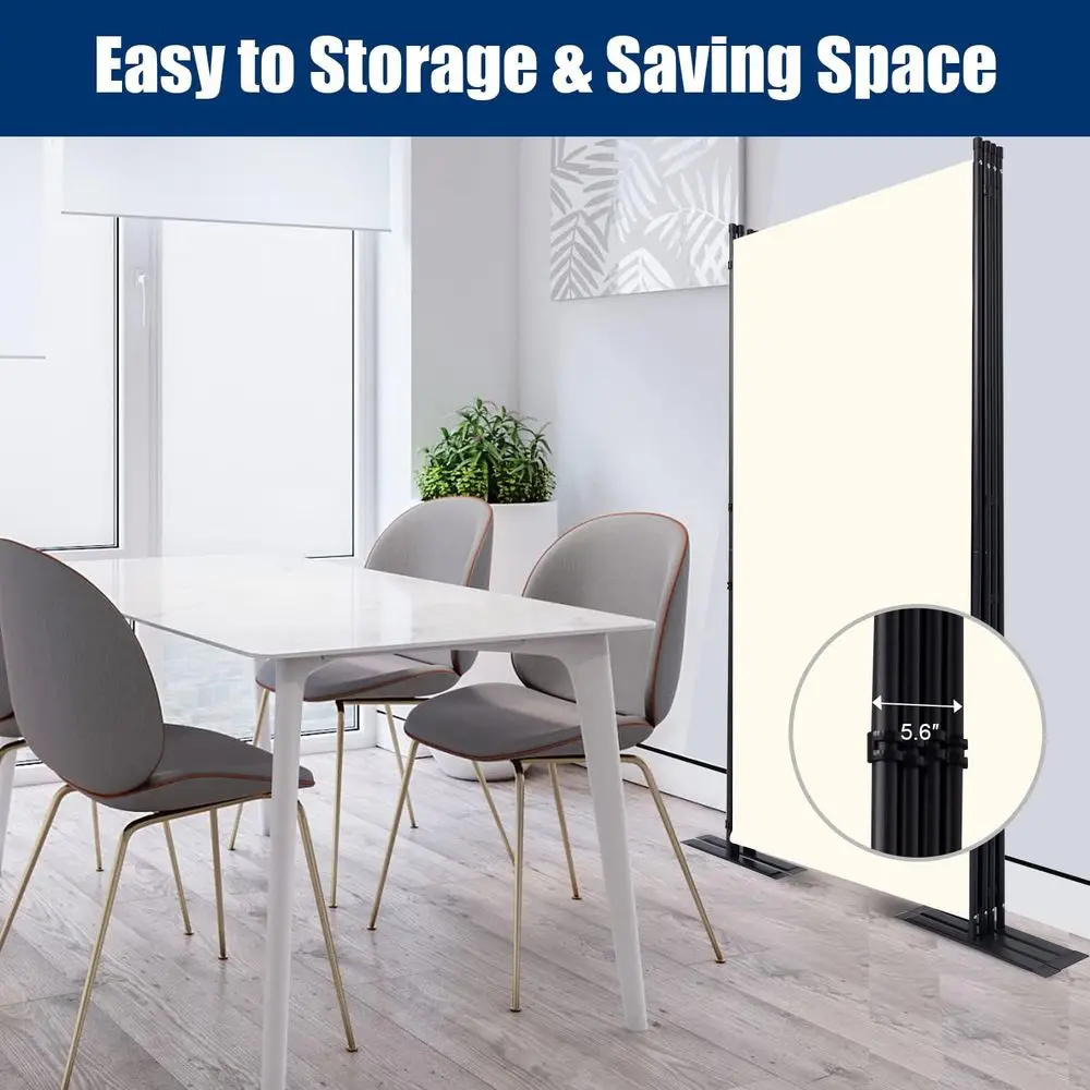 Divisor de sala de tecido de 4 painéis, 6 pés de altura, 136 de largura, portátil e dobrável para privacidade em dormitórios, estúdios, escritórios